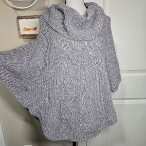 Jon & Anna Cowl Neck Light Grey Knit Pullover Shawl Sweater Size S/M Cabin Cozy